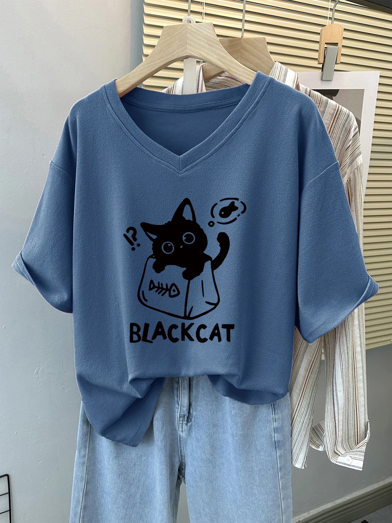 T-shirt manches courtes col rond femme, estival et en coton, avec chat, grande taille 6XL
