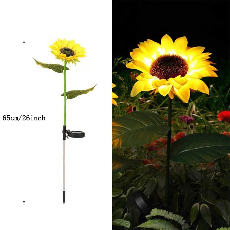 Lampe solaire LED en forme de tournesol, plante artificielle, pour décoration de jardin, mariage, fê
