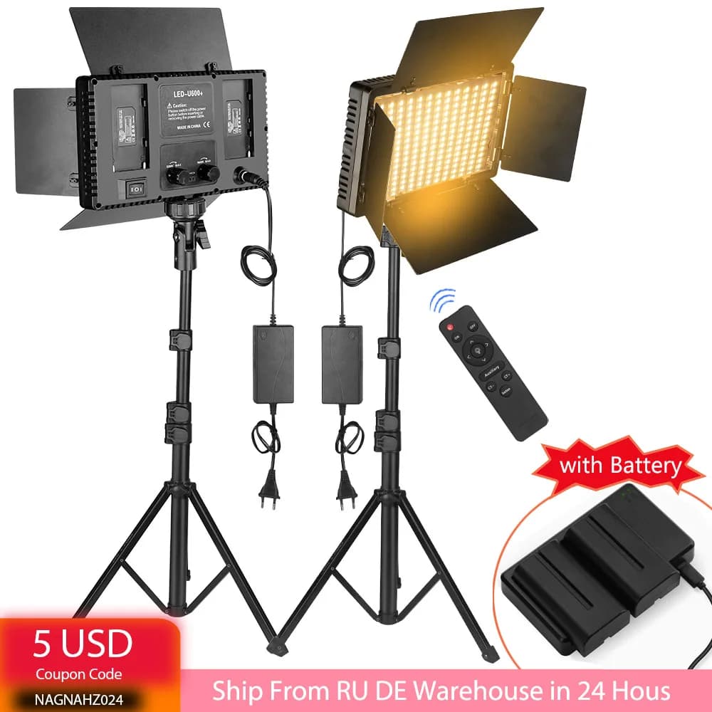 Nagnahz U800+ LED Video Light Photo Studio Lampe Bicolore 2500K-8500k Dimmable avec Trépied Télécomm
