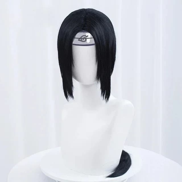 Perruque de Cosplay Anime Itachi Uchiha, Cheveux Synthétiques Longs et Lisses, Noir, Degré de Chaleu