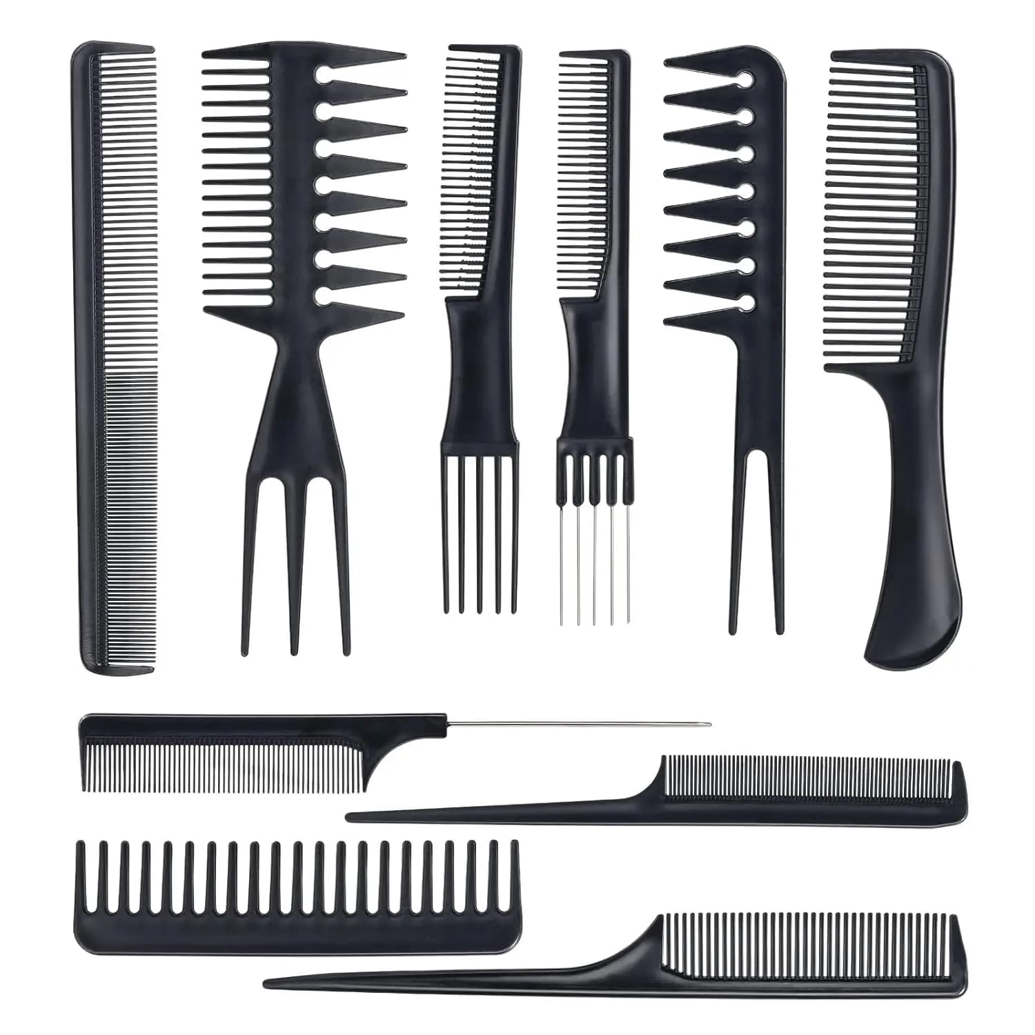Ensemble de peignes de coiffure 10 pièces, ensemble de peignes de coiffure, peigne de styliste antis
