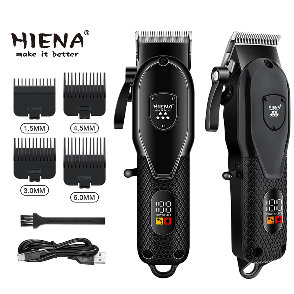 HIENA-Tondeuse à cheveux électrique professionnelle pour hommes, rasoir, ciseaux push, salon de coif