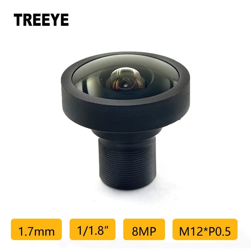 Objectif fisheye 4K 8MP 1,7 mm, objectif 8 mégapixels 1/1,8 pouces, objectif M12, objectif CCTV, obj