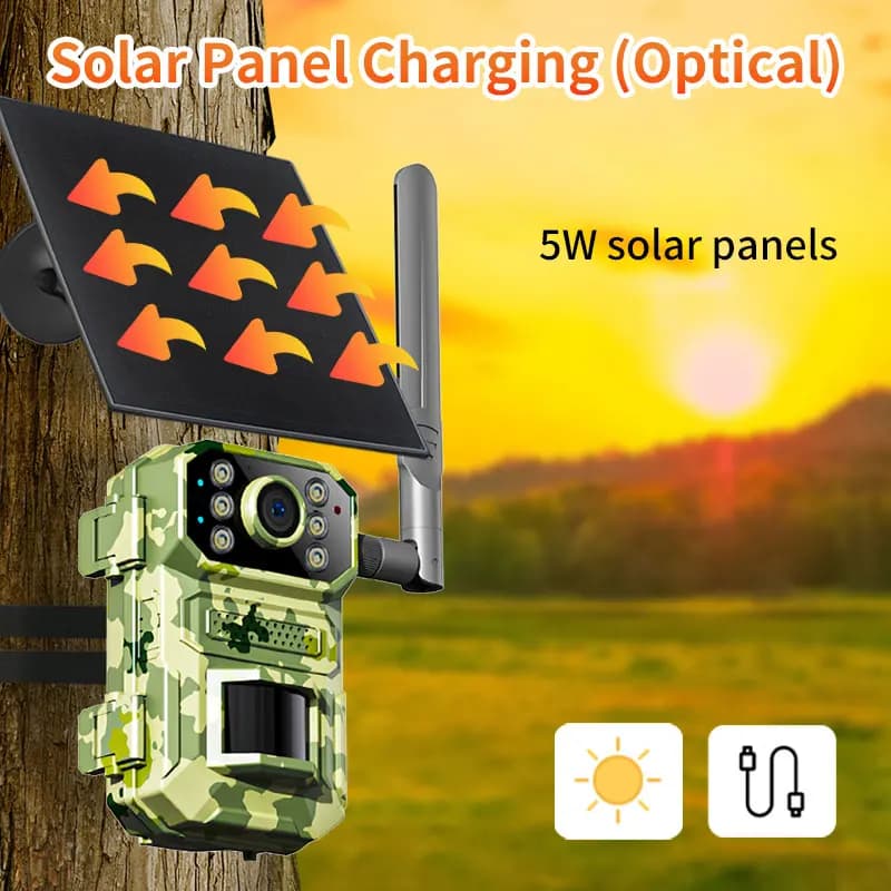 Caméra de chasse solaire Ucan APP 4G avec LED infrarouges, 12MP, étanche, pour la surveillance de la