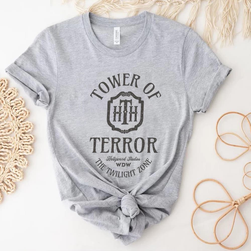 T-shirt manches courtes femme, vintage, rétro, décontracté, à la mode, tour de terreur, hôtel, studi