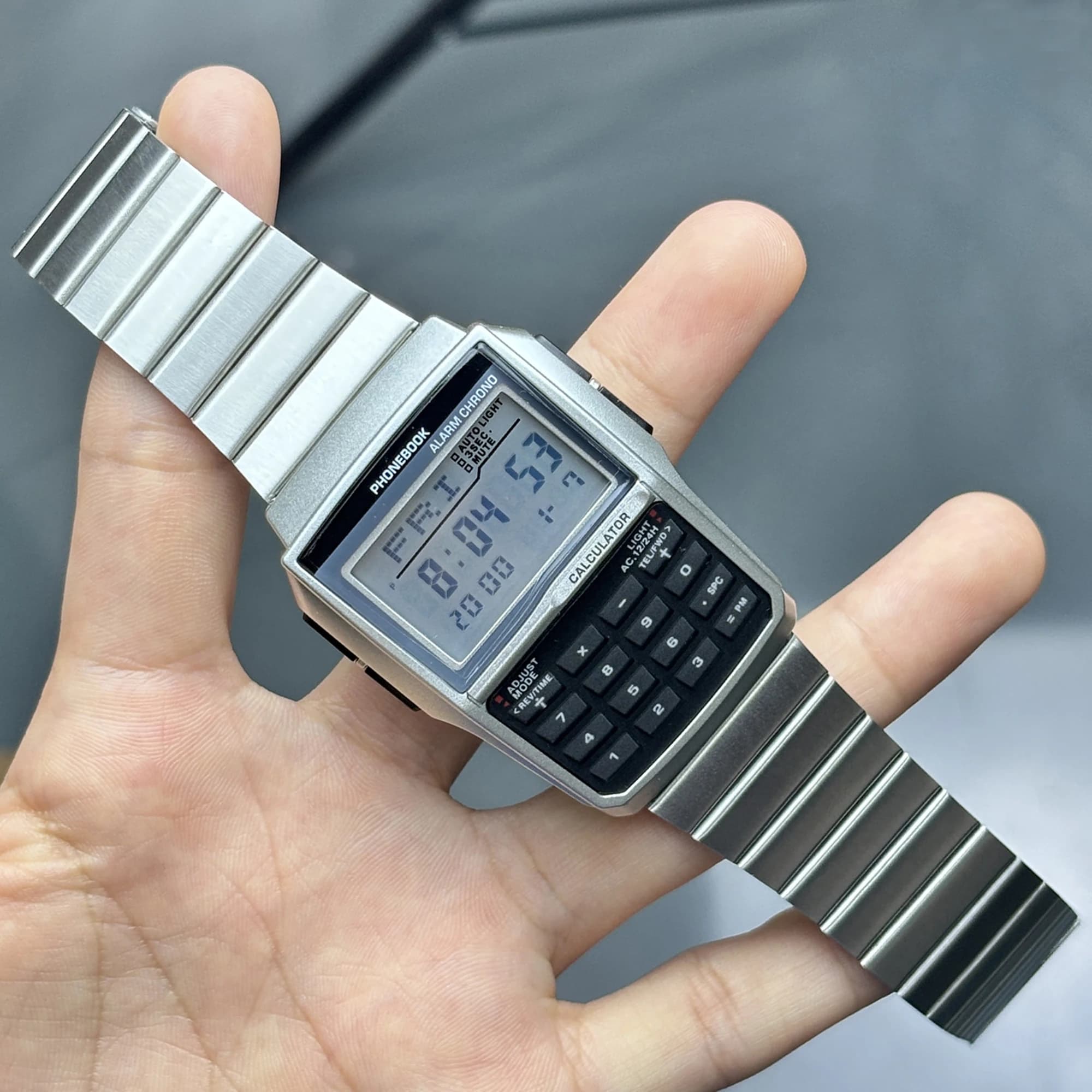Montres en alliage d'acier inoxydable pour hommes, montres de luxe avec calculatrice, montres LED mu