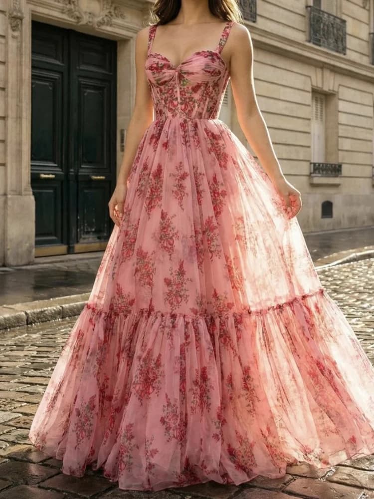 Robe longue décontractée sans manches à col en V pour femme, sexy, dos nu, imprimée, coupe ajustée, 