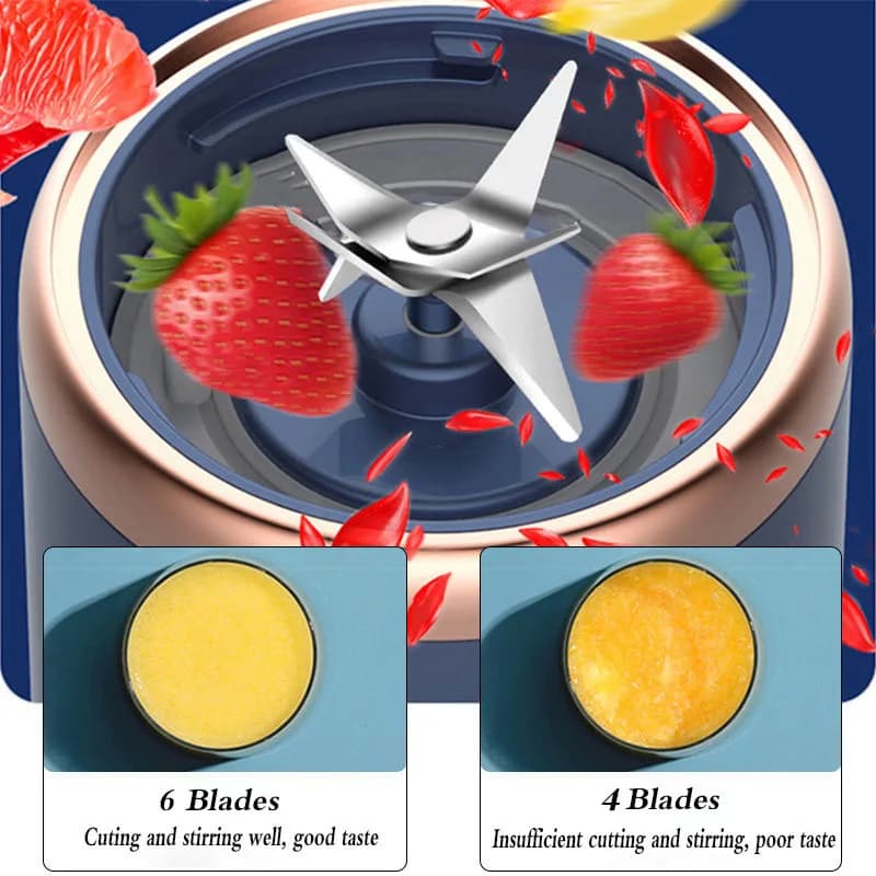 Mélangeurs de jus de fruits portables, Mini bouteille électrique personnelle d'été, USB, 6 lames, pr
