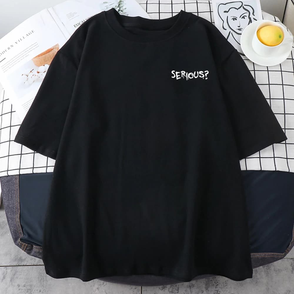 Paroles créatives sérieux imprimé femme T-Shirts simple s-xxxl T-Shirts rétro respirant à manches co