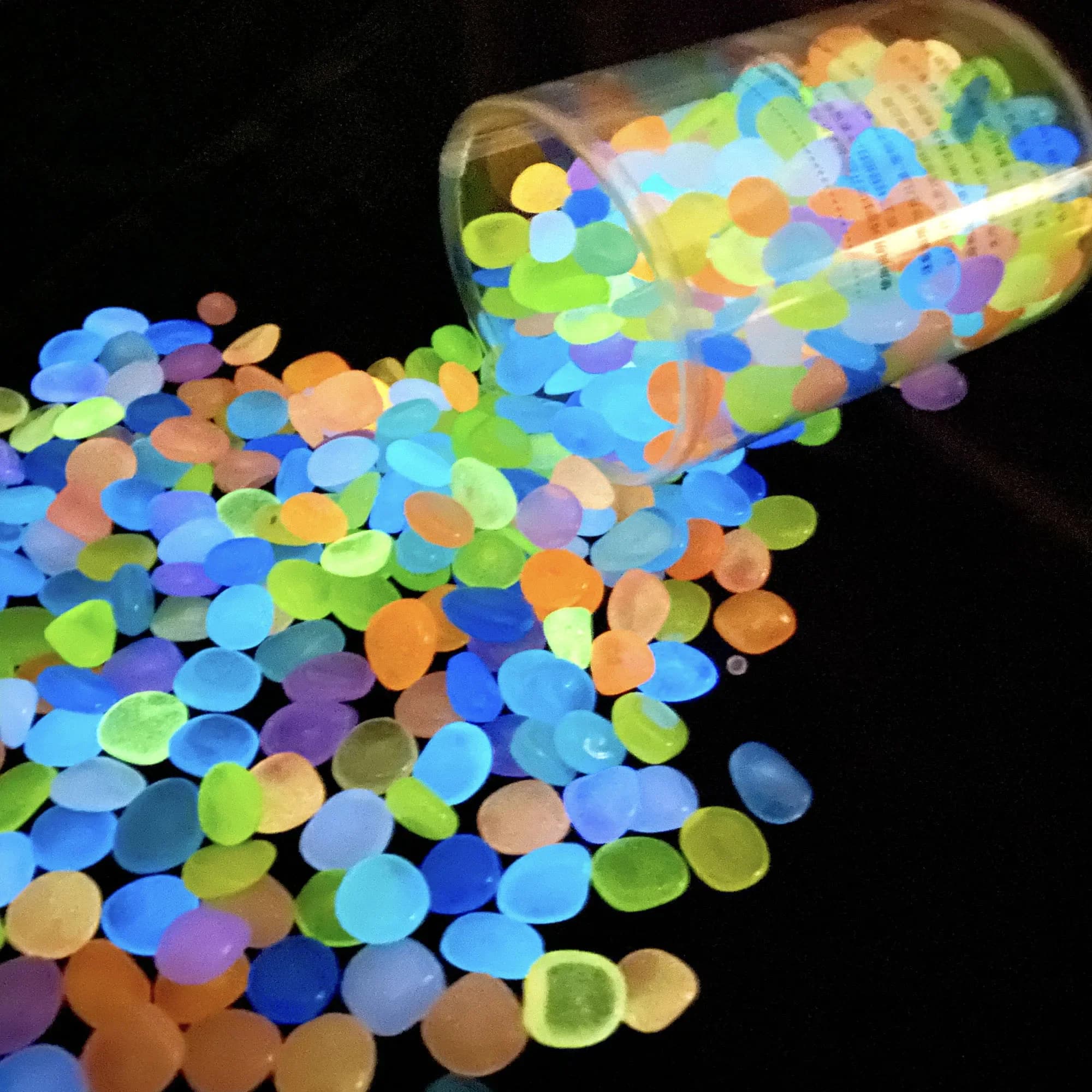 100 pièces roche lumineuse, galets de jardin foncés lumineux en pierre, décoration d'aquarium de tro