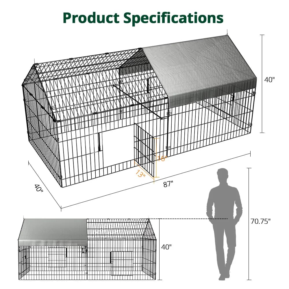 Enclos de parc pour animaux de compagnie avec housse de protection et sol, manteau de course jetable