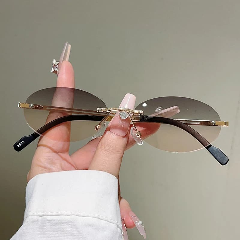 KAMMPT sans monture ovale lunettes de soleil hommes mode dégradé décor nuances femmes 2025 nouveau à