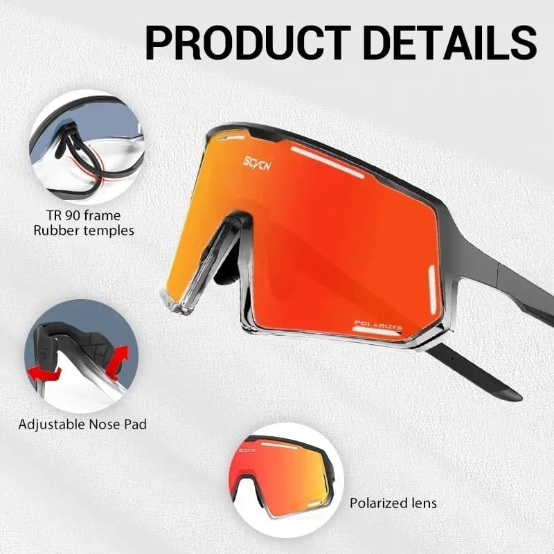 KAPVOE lunettes de cyclisme photochromiques sport conduite course randonnée rouge UV400 lunettes hom