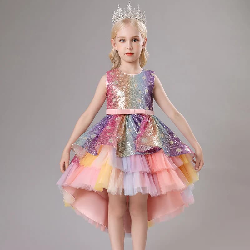 S002 robe pour enfants traînant princesse Spot rose filles 1 juin Performance été nouveau 2023 dente