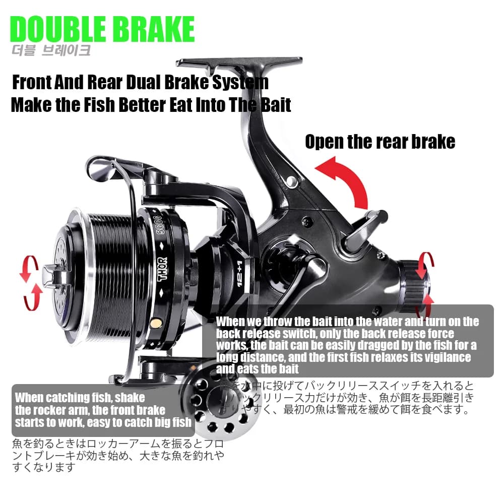 Nouveau Moulinet De pêche à la carpe moulinets à filature Max Double traînée 27kg 12 + 1BB Carretilh