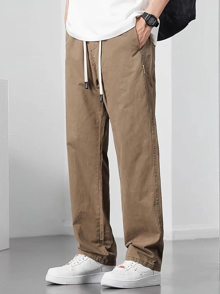 Pantalon Cargo droit décontracté pour hommes, jambe large, marron, Long, Cargo, travail d'affaires,