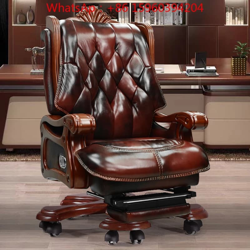 Chaise de patron haut de gamme en cuir, chaise de bureau de classe de luxe, inclinable pour ordinate
