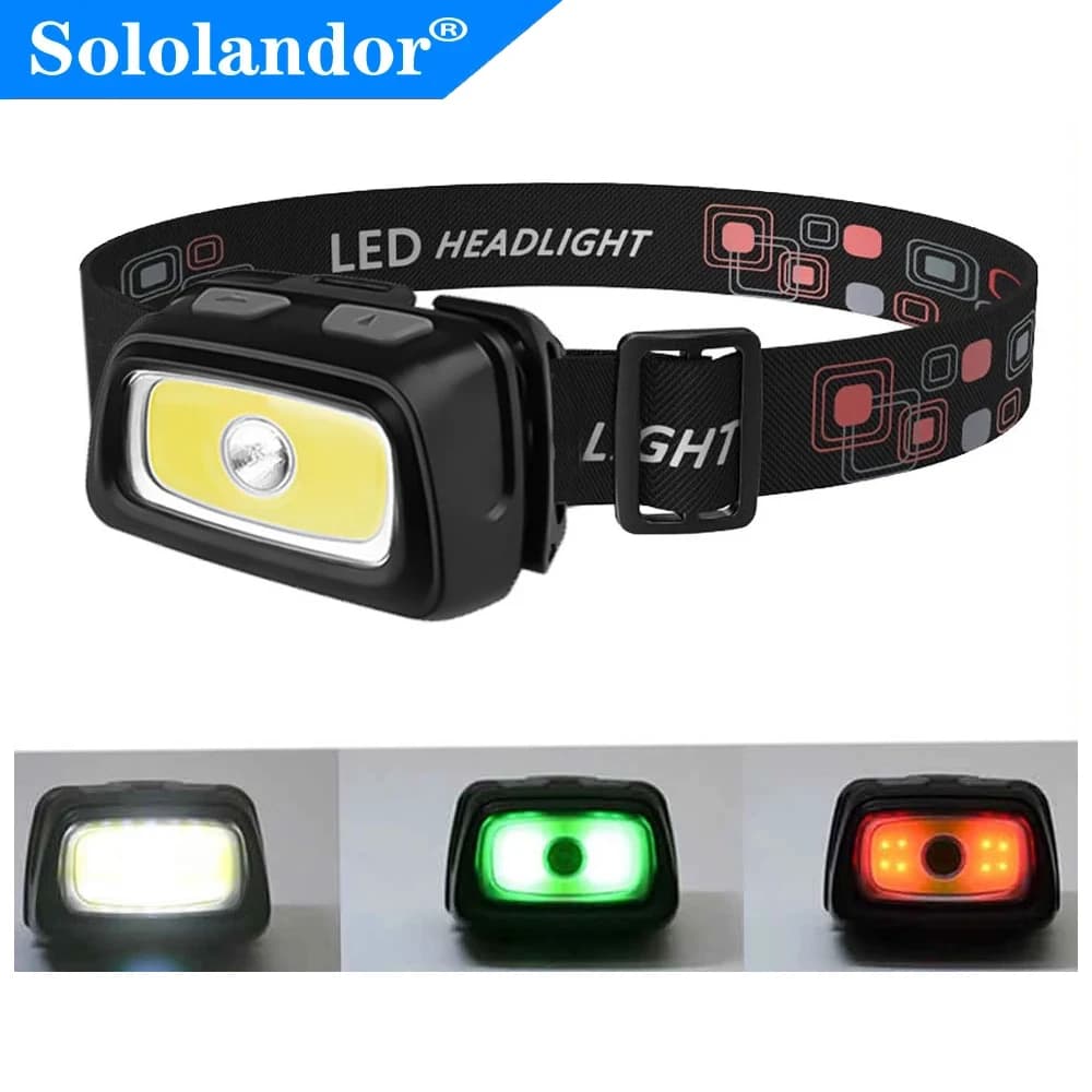 SOLOLANDOR Mini lampe frontale 200LM LED étanche IPX4 AAA phare rouge vert 6 Modes lampe frontale st