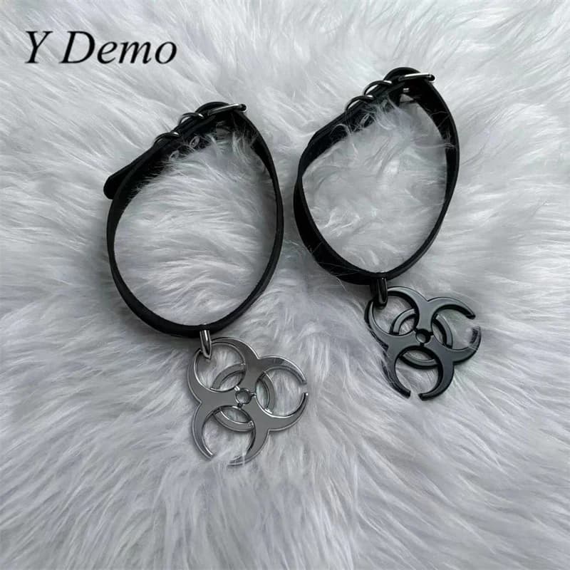 Y Demo Punk pendentif déchets médicaux en cuir Pu réglable tour de cou Rock collier décontracté