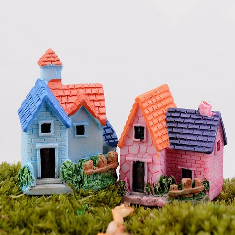 Mini château de jardin en bois, Figurines de Terrarium, décoration de jardin, maison Miniature, vill