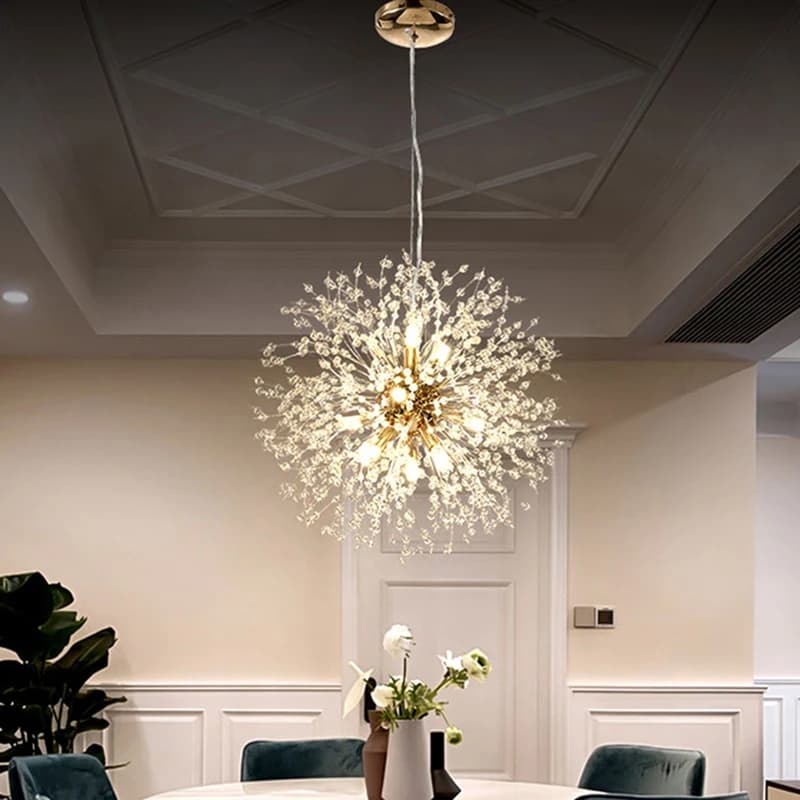 Moderne ciel étoile boule de feu cristal pendentif LED éclairage pissenlit Restaurant, salon pendent