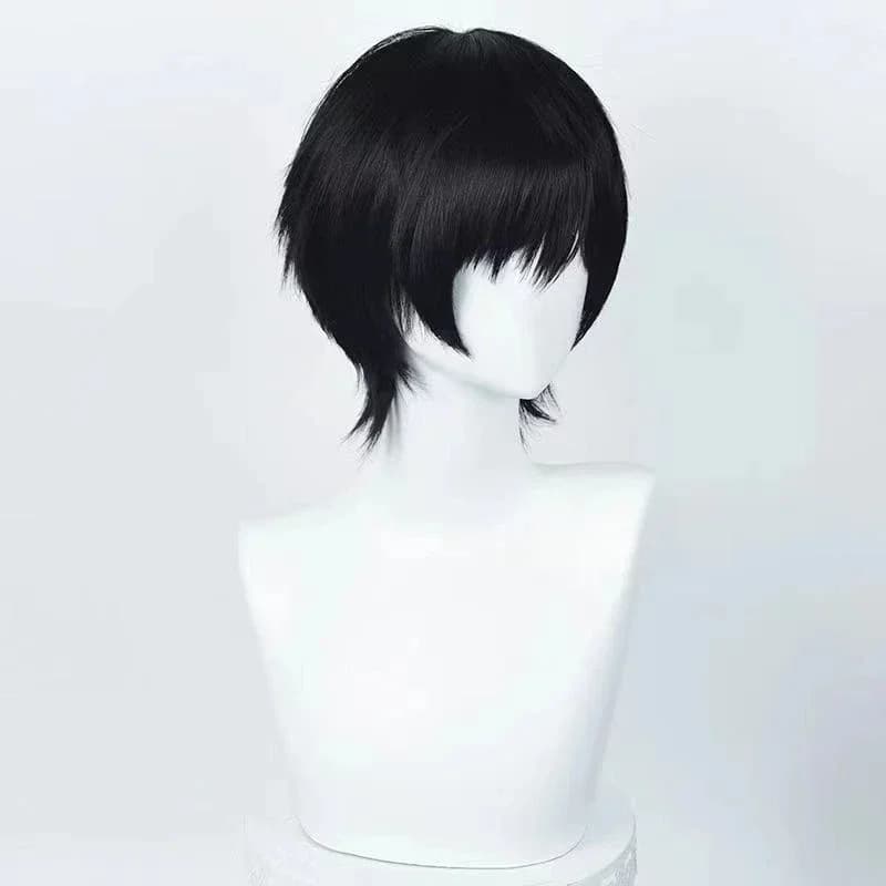 Yoshida Hirofumi Anime Chainsaw Cosplay Perruque, Cheveux Synthétiques, Noir, Court, Degré de Chaleu