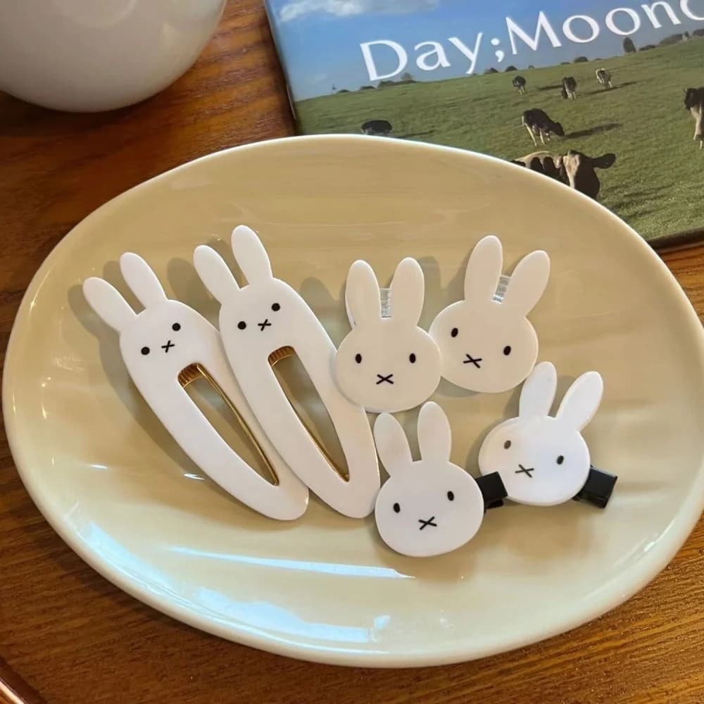 Pince de décoration de cheveux Miffy Kawaii Ins, pince à frange de princesse, lapin doux et Cool, co