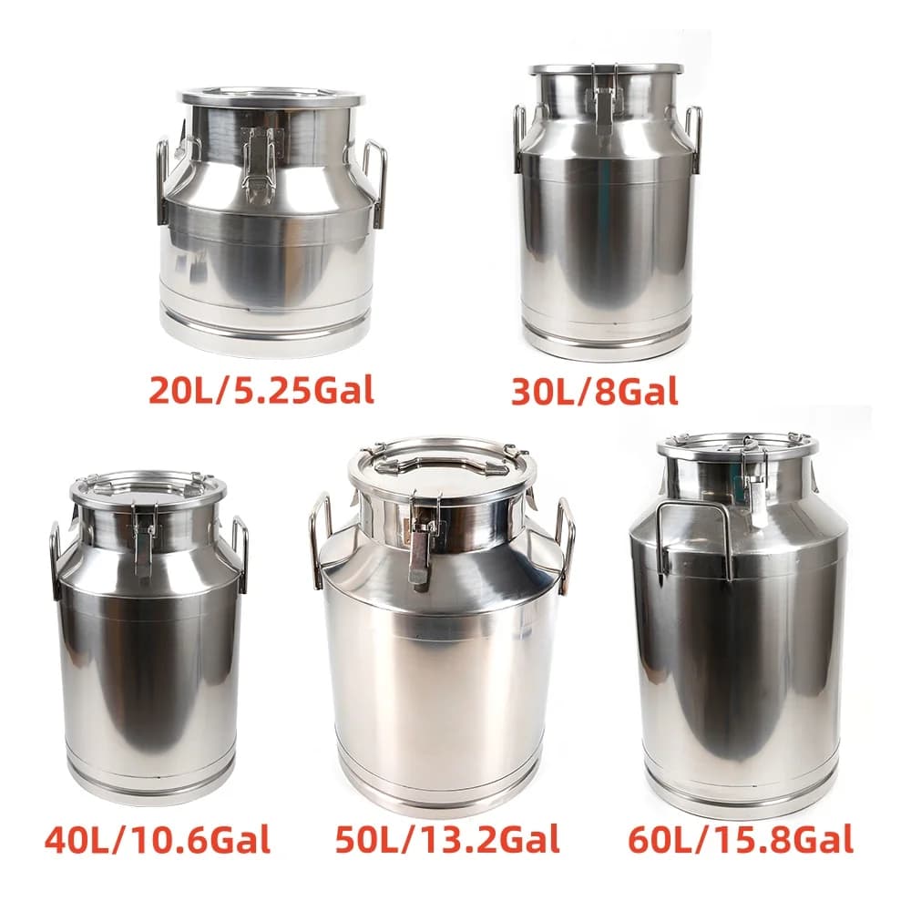 Grande boîte à lait en acier inoxydable avec couvercle scellé, carafe fourre-tout E27, 5.25, 8/10, 6
