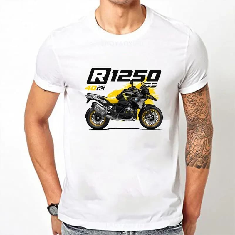 T-Shirt imprimé à col rond pour moto, en coton, à manches courtes, pour R1200GS, R1250 GS Adventure,