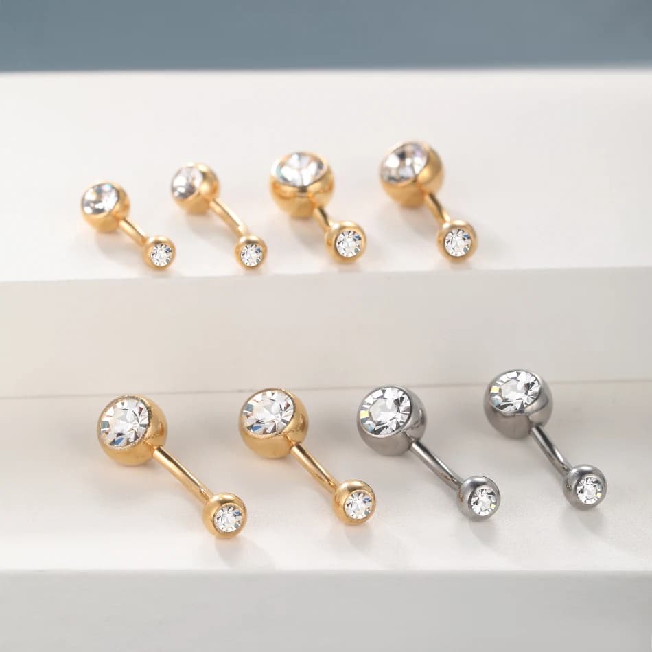 10 pièces/lot G23 titane nombril anneaux cristal nombril haltère anneaux ventre Piercing bijoux pour