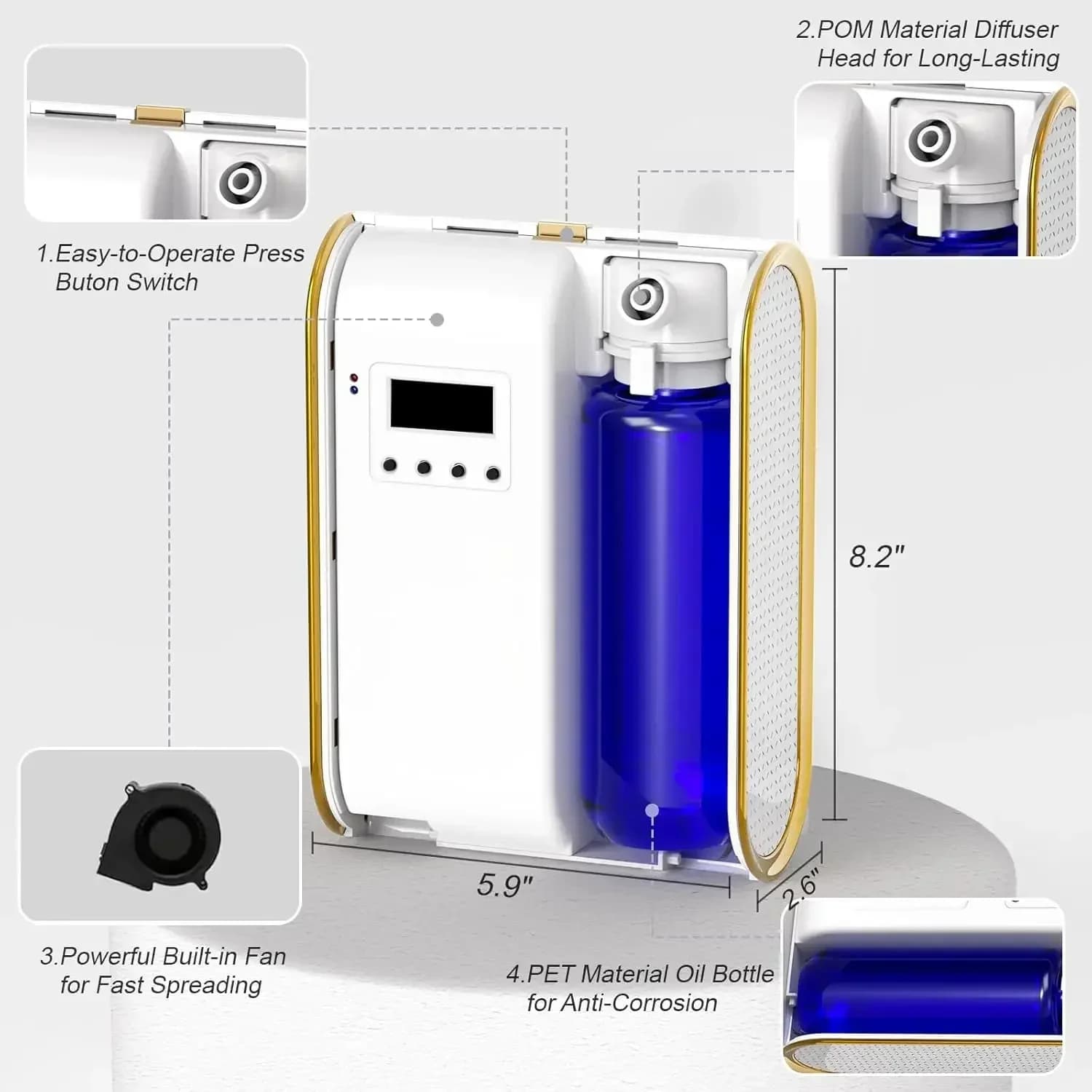 Diffuseur de parfum sans eau Bluetooth, Machine intelligente pour diffuseur d'huile essentielle dome