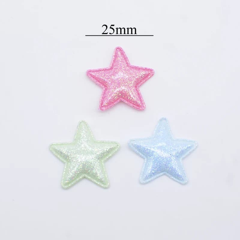 50 pièces 25mm Bling PU cuir étoile Applique pour bricolage fille chapeaux pinces à cheveux décor ac
