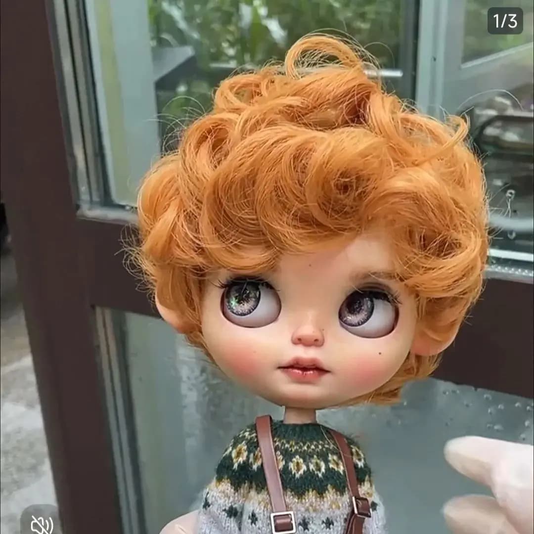 Perruque de poupée Blythe adaptée aux garçons de taille 1/6, cheveux bouclés en soie haute températu