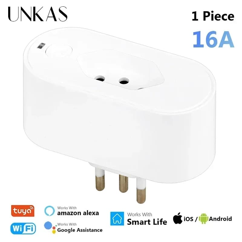 Prise intelligente Wi-Fi standard brésilien 16A/20A compatible Tuya, fonctionne avec Google Home Ale