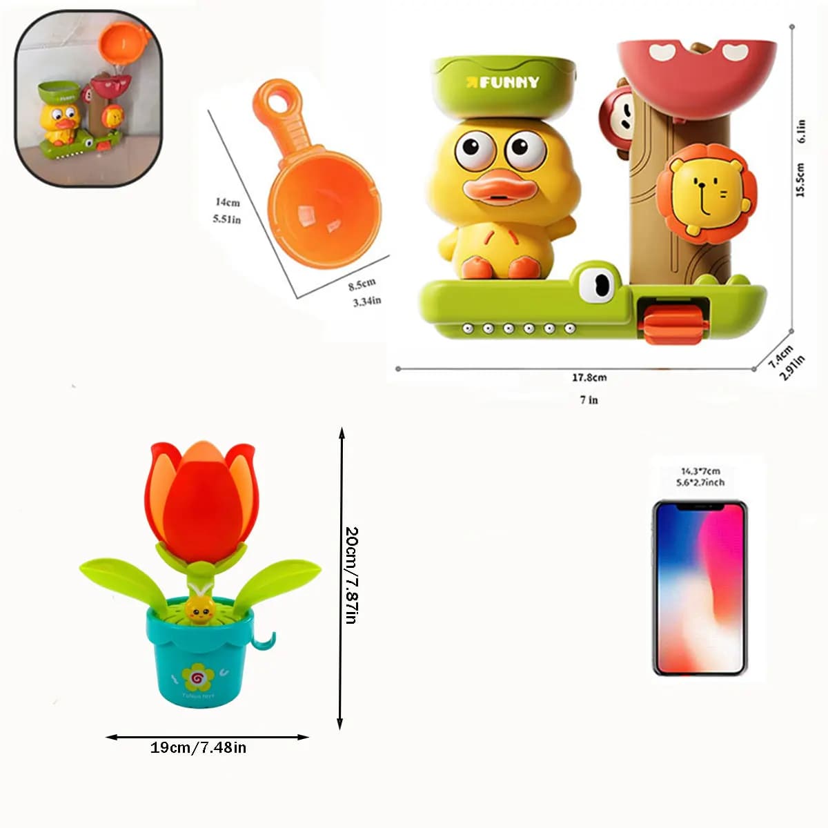 Jouet de bain pour bébé, jeu d'eau en forme de canard/fleur, roue à eau Lion, amusant pour enfants, 