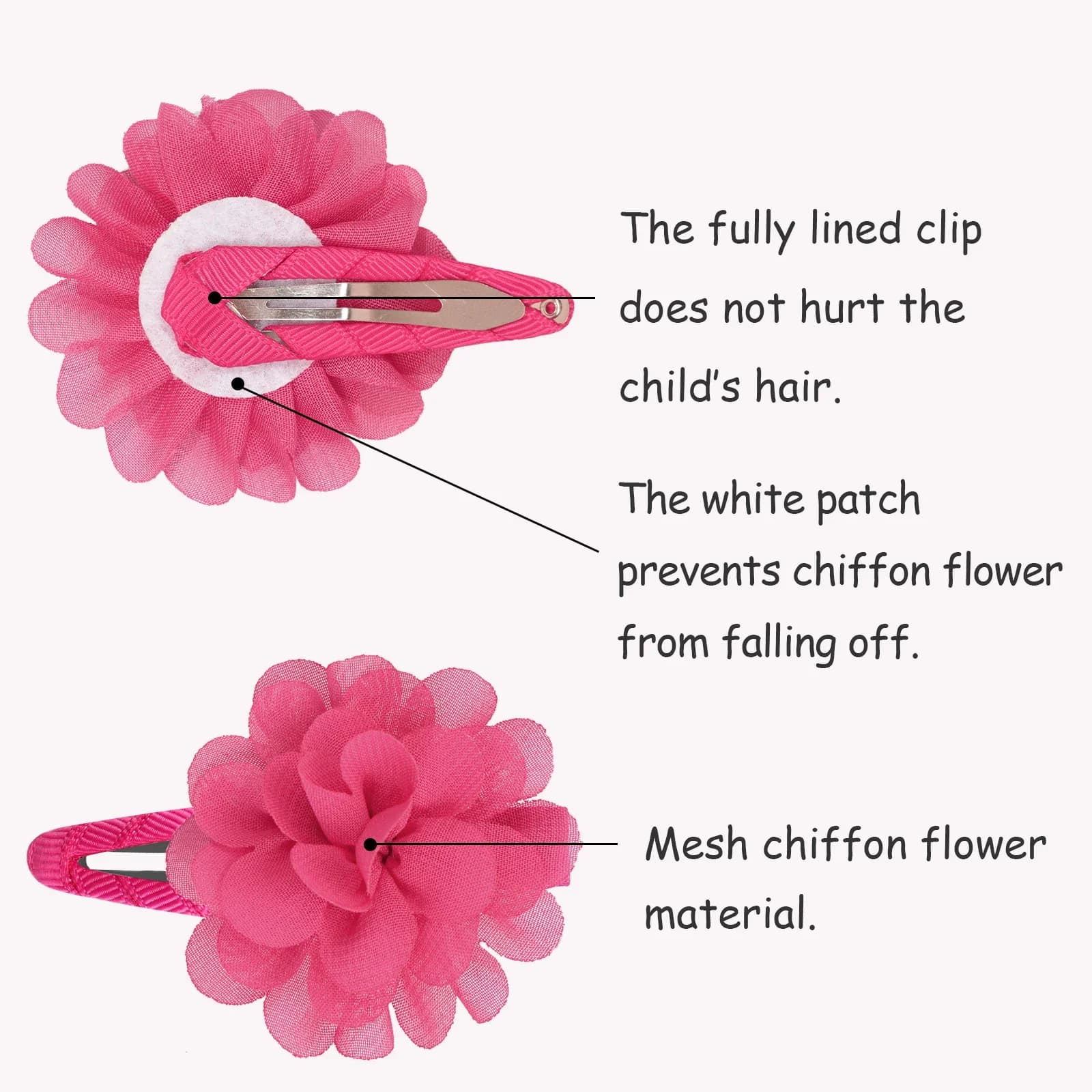 6 pinces à cheveux antidérapantes en forme de fleur en mousseline de soie, accessoires pour cheveux 