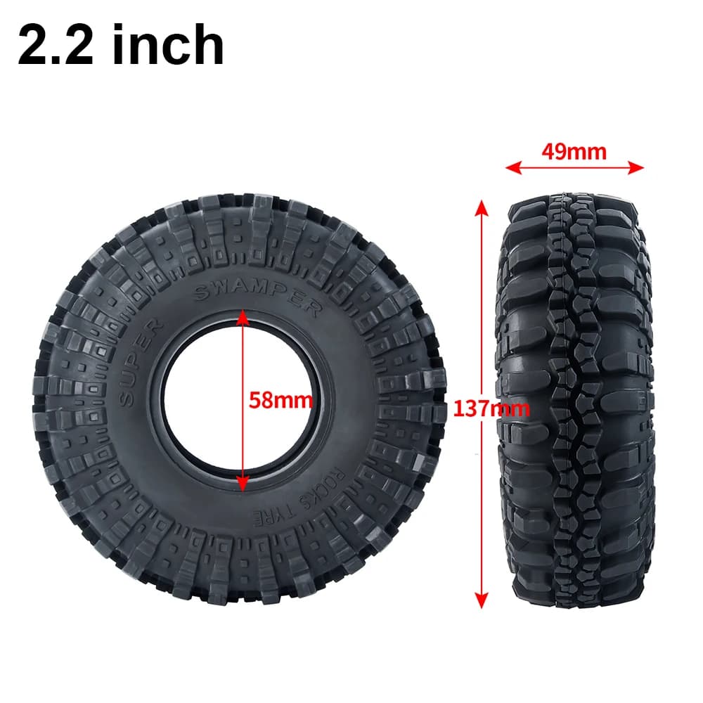 MIBIDAO 1.9 "/2.2" pneus en caoutchouc roue roche pneus pour 1/10 Axial SCX10 90046 TRX4 D90 D110 RR
