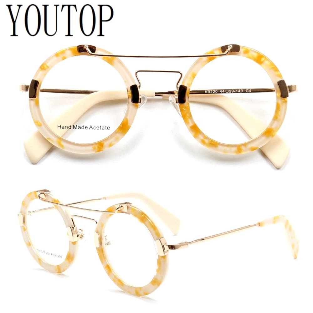 Rétro femmes lunettes rondes cadre hommes lunettes optiques montures surdimensionné lunettes de Pres
