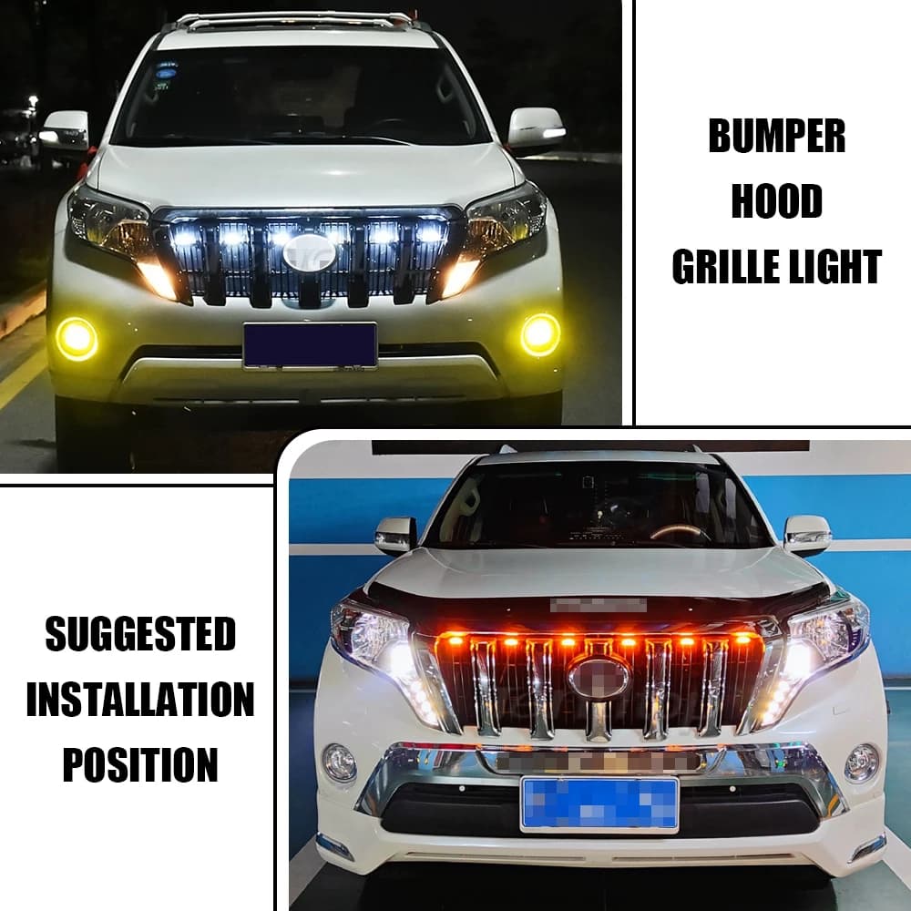 Feux de circulation de calandre avant à LED, lentille fumée, feu de voiture ambre pour KIT Toyota Fo