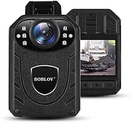 BOBLOV KJ21 Caméra corporelle de police 1296P HD, enregistrement 10 heures, vision nocturne, caméra