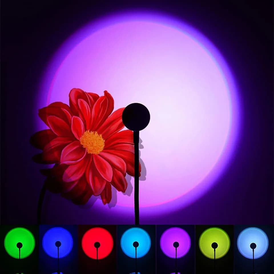 1x USB coucher de soleil lampe LED arc-en-ciel néon veilleuse projecteur photographie mur atmosphère