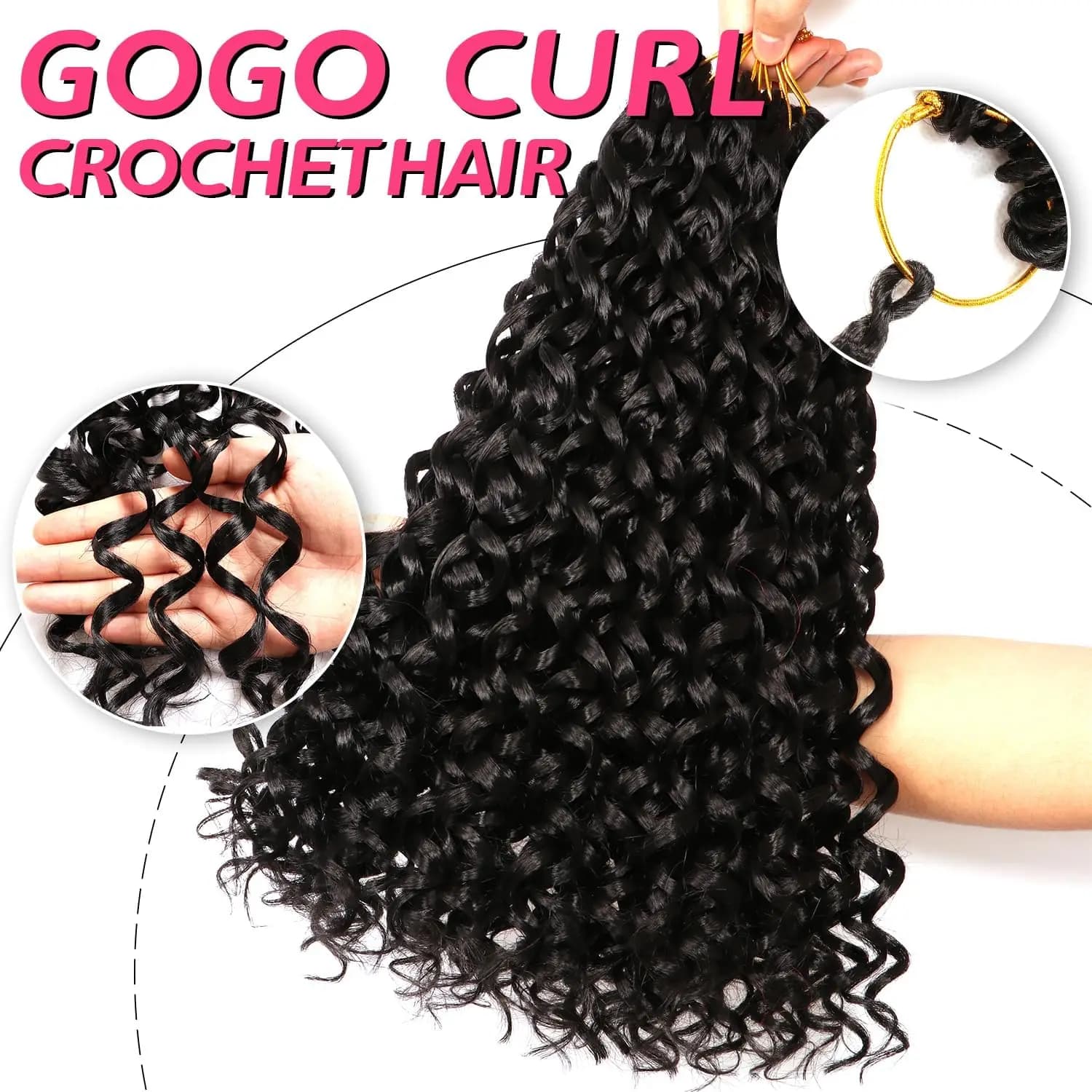 GoGo Curl Crochet cheveux pour femmes noires courte plage Curl bohème Crochet tresses naturel noir v