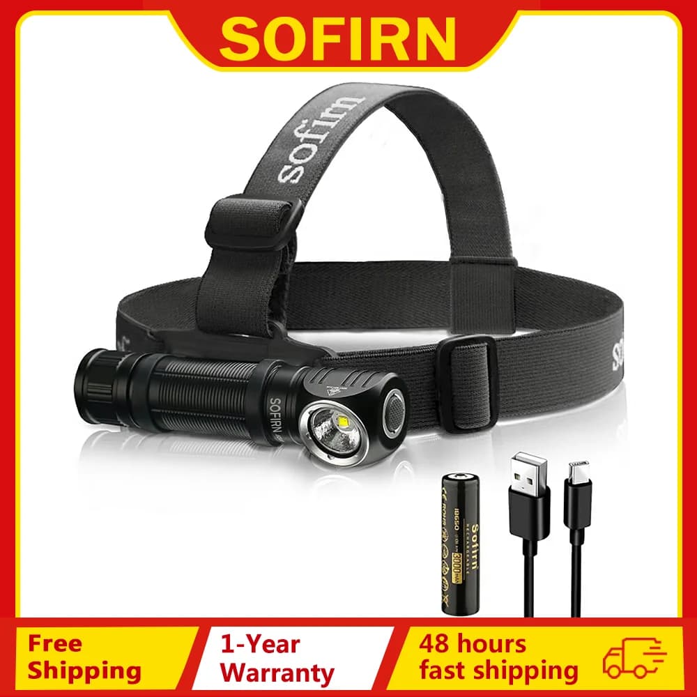 Sofirn – lampe frontale HS40 Rechargeable par USB C, torche LED 18650 très brillante, avec 2 Modes e