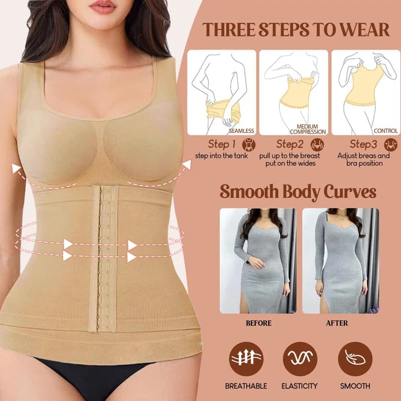 Camisole 3 en 1 très élastique pour femmes, 1 pièce, entraîneur de taille sans couture, coussinet de