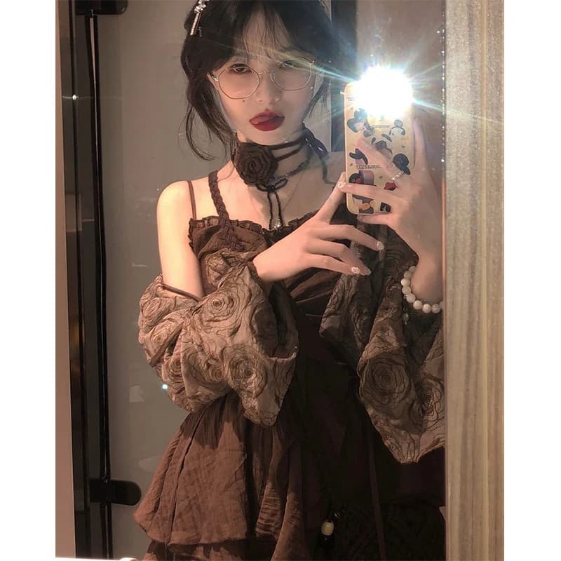 Vintage Ruffles Mini Dress Women Y2K Party Sexy Spaghetti Strap Red Dresses Summer Korean Irregular 