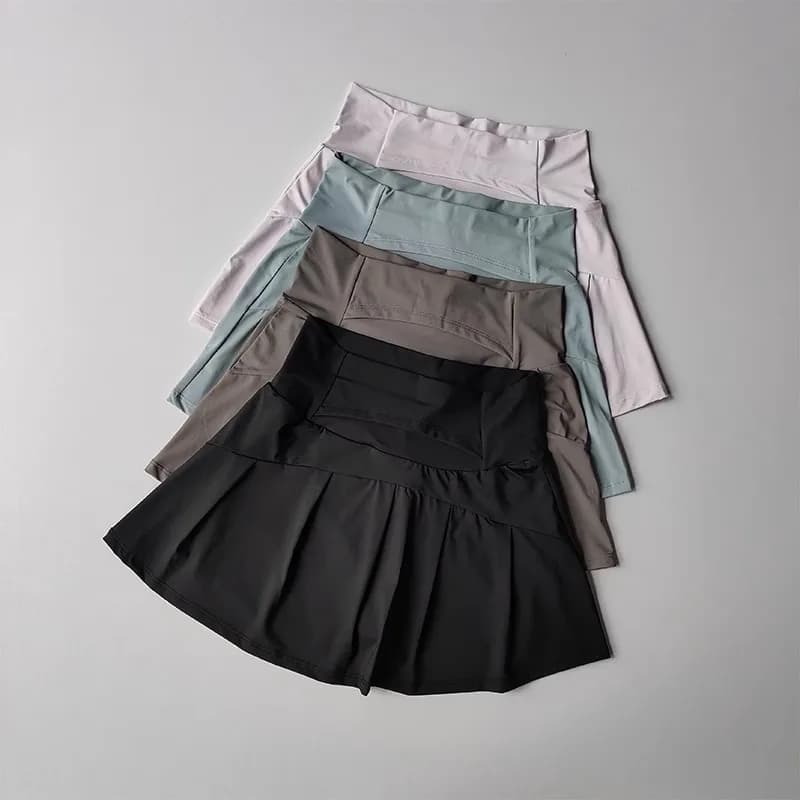 Jupe courte de sport taille haute pour femmes, pantalon de Yoga trapèze Anti-éblouissement avec doub