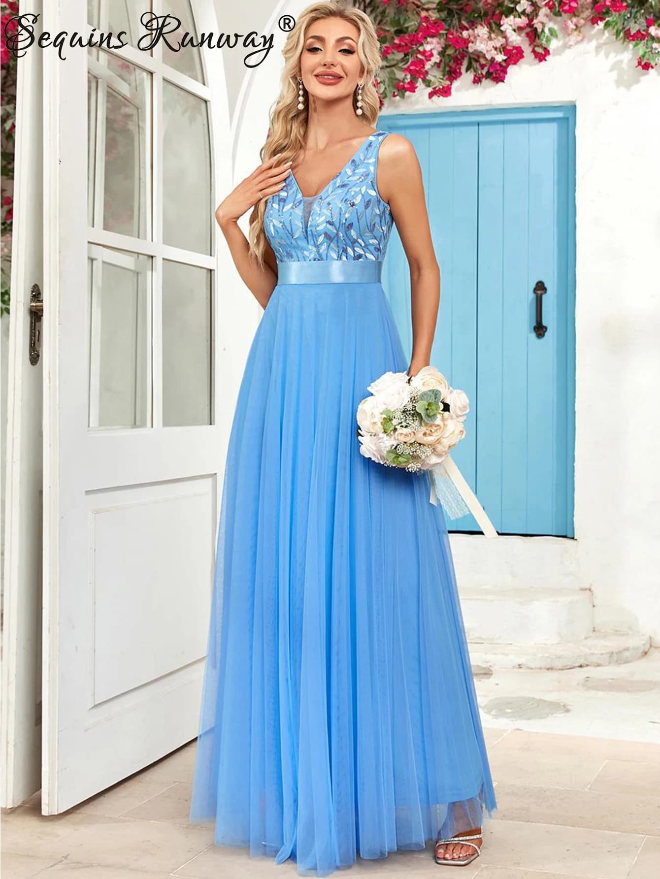 Robes de demoiselle d'honneur sexy pour femmes, robe de soirée élégante en maille, robe de soirée d'
