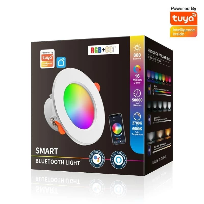TUYA LED Downlight Dimmable AC85-265V 10W 15W Intelligent Graffiti contrôle voix APP RGB CW couleur 