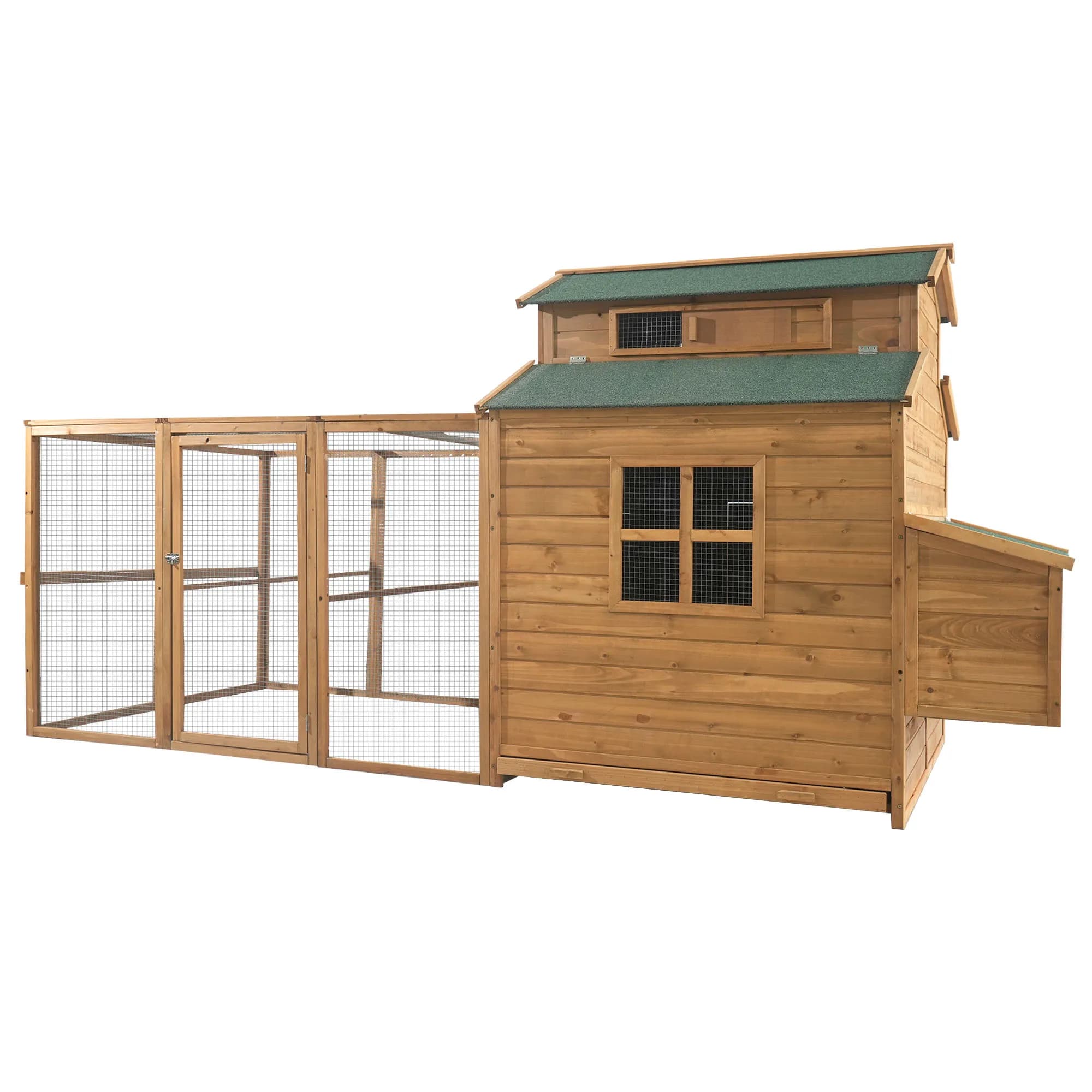 Rabbit Coop Extérieur Jetable Super Large, Toit Isolant Pluie, Boîte à Oeufs, Rampe Anti-Fuite pour 