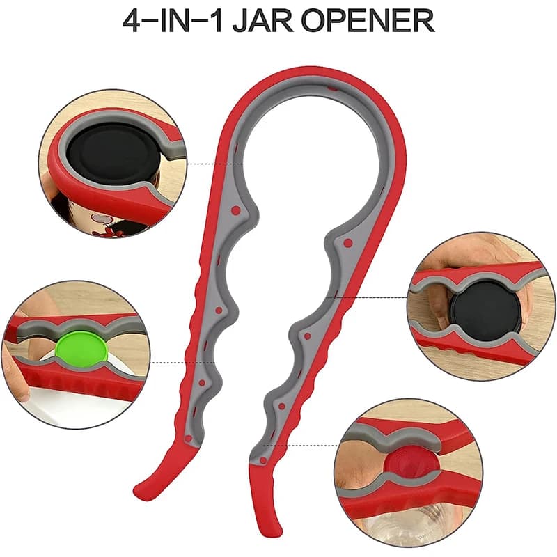 LMETJMA ouvre-bocal pour mains débiles 5 en 1 ouvre-boîte multifonction Kit d'ouvre-bouteille avec p